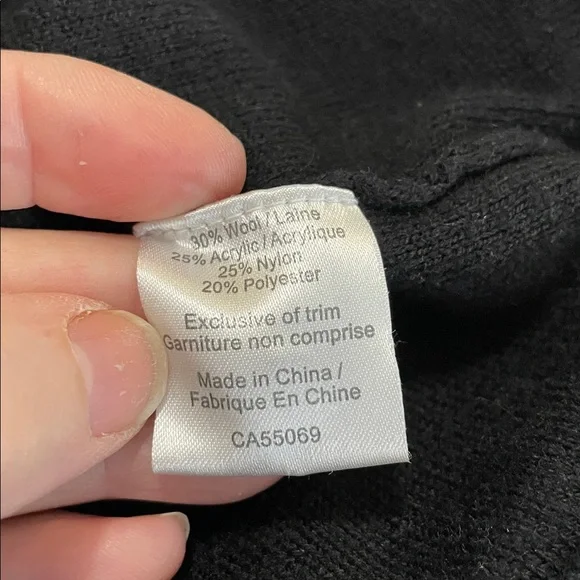 Lost & Found | Wool Blend | Black | Knit | V Neck |Mini | Pullover Dress |Size S - Picture 13 of 16